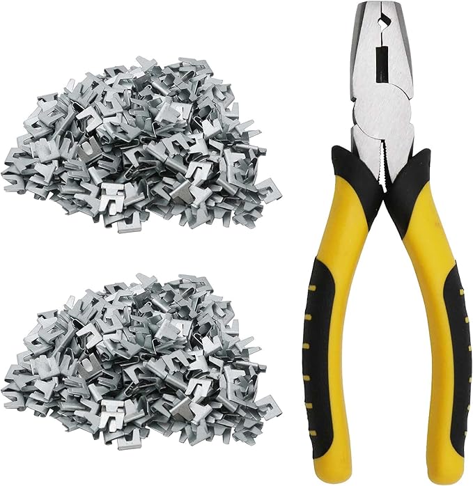 Wire Cage Buckle Pliers with 600 Wire Cage Clips Wire Cage Fasten Clips Buckle Pliers Pet Cage Building installation Clips Tools