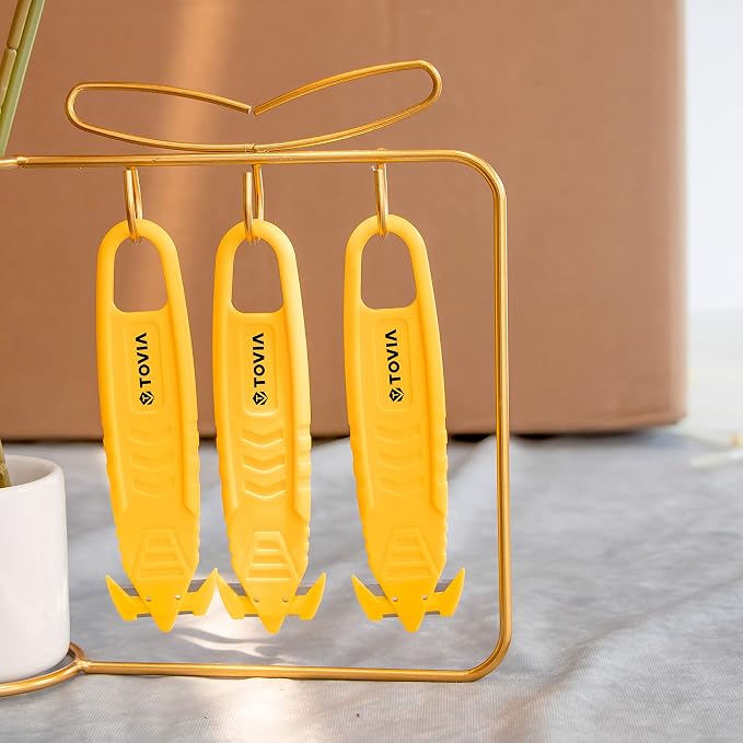 30Pcs T TOVIA Safety Box Cutter Knife of Recessed Concealed Stainless Steel Blade, Package Opener Plastic Cutter for Box, Carton, Shrink Wrap, Plastic Straps.