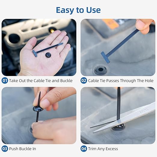 100 Pcs Nylon Universal Cable Tie Buckle for Car - Self-Locking and Easy Install Zipper Clips with Pin & Button Design - UV-Resistant Fixion Tools Zip Tie for Quick and Effortless Car Daily Repair