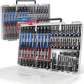 41-Piece Premium 1/4" Drive Magnetic Impact Nut Driver Set Metric & SAE Standard & Deep with Socket Adapters, 2-in-1 Ratchet Wrench, Wing Nut Driver, Universal Sockets, Quick Release Bit Holder