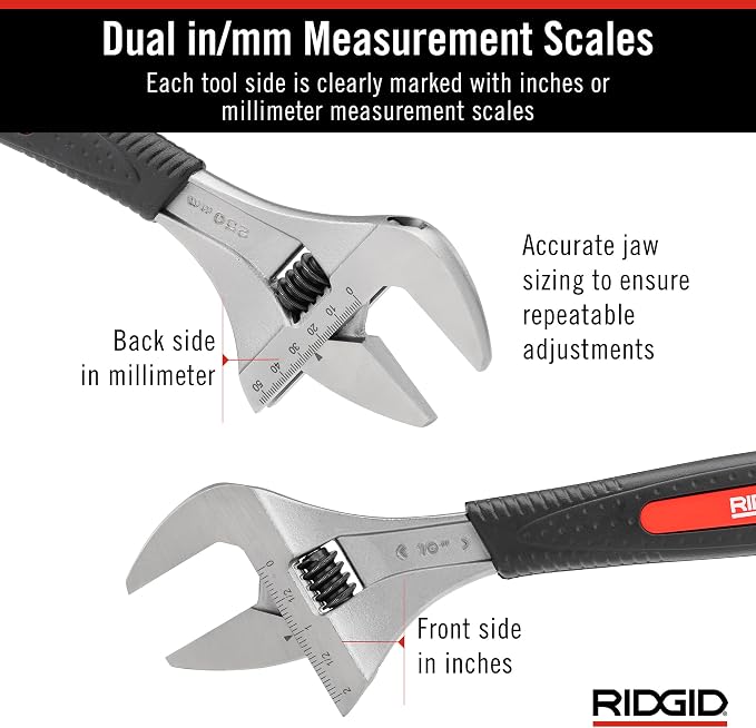 RIDGID 81738 10” Super Wide Capacity, Adjustable Wrench
