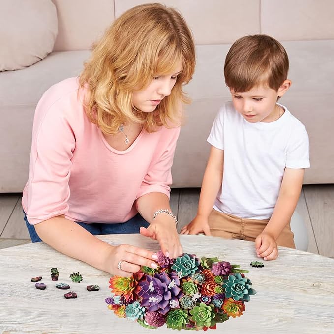 Delobil Puzzles for Adults 500 Pieces with Puzzle Saver - Succulent Wooden Puzzle Unique Adult Jigsaw Puzzles Brain Teaser Family Game Gift 20.5'' X12.6''