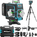 Laser Level with Tripod, 4x360° Self Leveling ±4° Laser Level, Remote Control 4D Green 16 Line Laser Leveler Tool for Woodworking&Renovation, with 2x4800mAh Li-ion Batteries&Hard Carry Case