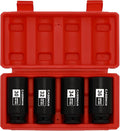 CASOMAN 1/2-Inch Drive Deep Spindle Axle Nut Impact Socket Set,12 Point Metric, CR-MO, 30,32,34,36mm, 4-Piece 1/2" Heavy Duty Impact Socket Set