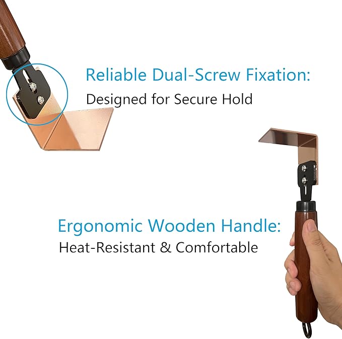 Copper Spoon Welder Backer Tools Welders Helper Welding Equipment Paddle Backer with Wooden Heat-Resistant Handle & Dual-Screw Fastening (Square)