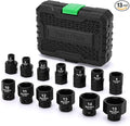 TecoTek 13-Piece 1/4-Inch Drive Metric Low Profile Impact Socket Set, Stubby Socket Set, 4mm to 15mm, No Skips Sizes, 6 Point, Cr-Mo, Shorter Socket for Tight Areas
