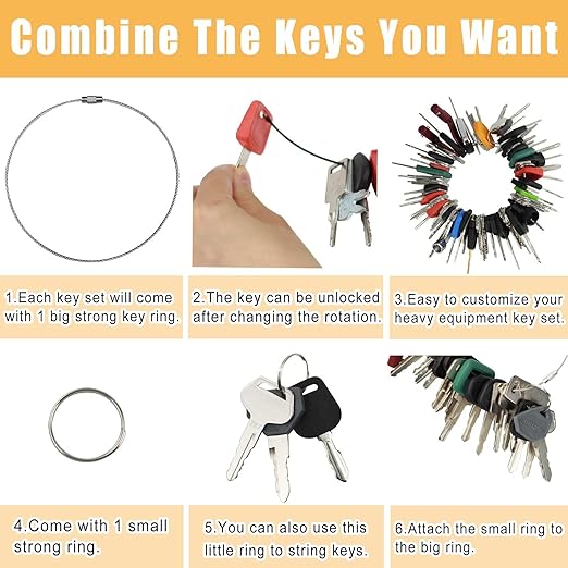87 Equipment Keys Set Construction Ignition Keys Machinery Key Set Operators Ignition Key for Bob-cat Caterpill-ar Komat-su Kubo-ta John Dee-re Yanm-ar Keys Heavy Equipment Keys