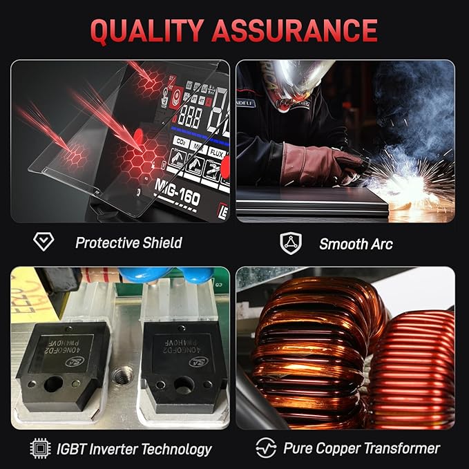 ANDELI 160A MIG Welder, GAS MIG/FLUX MIG/LIFT TIG/STICK 4-In-1 Multiprocess 110V/220V Dual Voltage Welder, LED Digital Display Synergic Control,Gas Gasless Welding Machine With welding rods