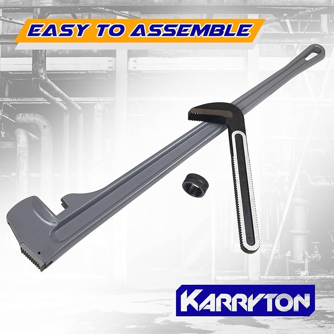 48 Inch Aluminum Pipe Wrench, 8"/200mm Adjustable Jaw Capacity, Heavy Duty Straight Handle Plumbing Wrenches Plumbers Tool, Exceed the Standard GGG (48-INCH)