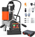 Electric Magnetic Drill Kit with 10Pcs Drill Bits&3Pcs Twist Drill, 1650W Motor 1.57" Boring Diameter, 2922lbf Power Portable Mag Drilling Press Machine w/Box, 810 PRM, for Home Industrial Improvement