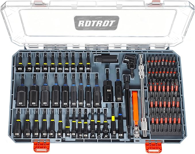 86-Piece Magnetic Impact Nut Driver Set, SAE/Metric Nut Driver Set, Right Angle Drill Driver, Socket Adapters, Bit Holder, Wing Nut Driver, Ratchet Bit Driver, Quick Release Extension, Power Bits