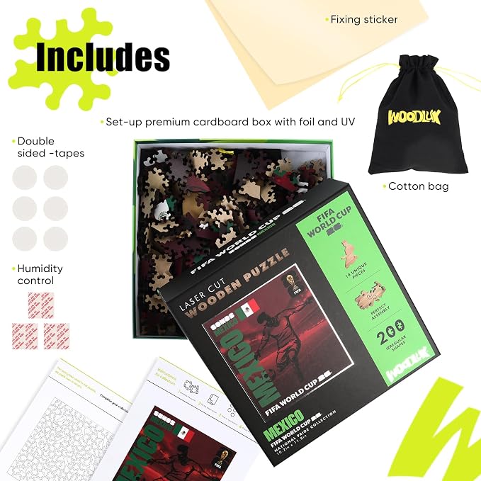 FIFA SOMOS Mexico Puzzle for Adult,200 Pieces Irregular Shape Puzzle, 5MM Thick, Creative Collectible Gift for Fans, Officially Licensed Product, 9.3 * 12"