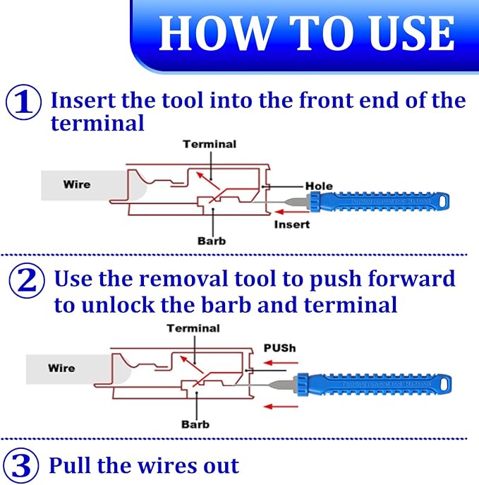 41 Pcs Terminal Pin Removal Tools with Blow-Molded Case - Electrical Pin Removal Tools Automotive Depinning Tool Kit for Automotive & Household Devices Most Connector, Blue