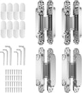 4-Pack 7 inch Hidden Hinges for Doors Invisible Hinges Concealed Zinc Alloy 180 Degree Swing 3 Way Adjustable Butt Silent Door Hinge 7 x 2.8 x 1 inch (Silver)