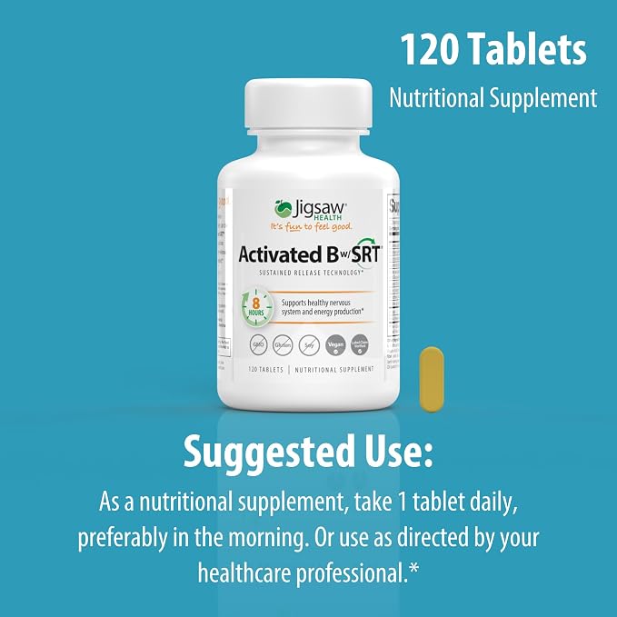Jigsaw Health Activated B w/SRT | Supports Healthy Nervous System and Energy Production | 120 Tablets