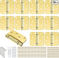 Yaocom 10 Pcs Self Closing Door Hinge 3.5'' Spring Loaded Hinges Automatic Door Closer Hinge Adjustable Tension for Garage, 5/8'' Radius Corners(Gold,4'')