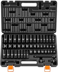 VEVOR Impact Socket Set, 3/8" Drive, 48-Piece Socket Set, 6-Point Sockets, SAE 5/16"-3/4" and Metric 8-19 mm, 21-22 mm, Easy to Identify, Cr-V Alloy Steel, Extension Bar, Adapter and Storage Cage | SAE (5/16" to 3/4") & Metric (8-22 mm), 6 Point, CR-V,...