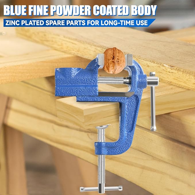 Mini Table Clamp, 2" blue, Small Bench Vise, Upgraded cast steel manufacturing Jewelers Hobby Clamps Craft Repair Tool Portable Work Bench Vise (Mini)