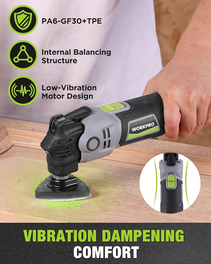 WORKPRO 400W Oscillating Multi-Tool, 6-Speed Corded Power Saw with LED Light, Quick Blade Change, 3.5° Oscillation Angle, 23 Accessories for Cutting, Sanding, Scraping