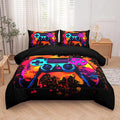 5 Pieces Twin Comforter Set for Boys,Gaming Comforter Sets for Boys,Kids Bedding Sets, Colorful Gamepad Controller,Game Bedding Set,Modern Gaming Boy Room Decor(Twin, Red)