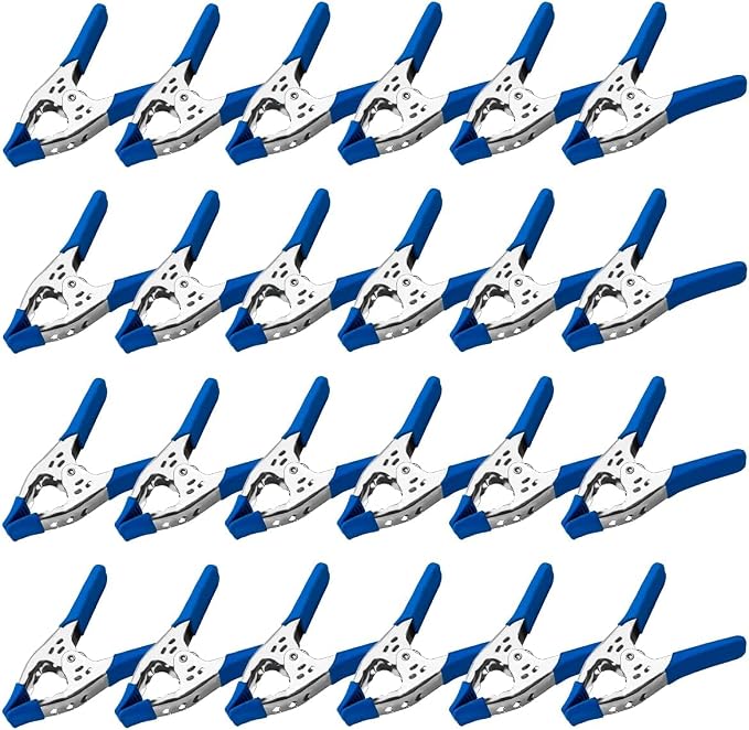 Lot of 24-6" inch Spring Clamp Large Super Heavy Duty Spring Metal Blue - 2.5 inch Jaw opening