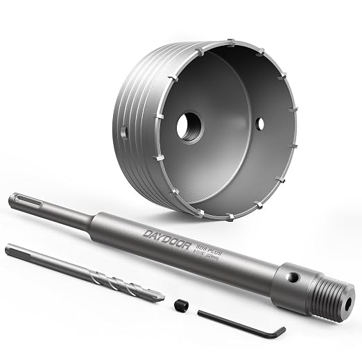 DAYDOOR 4-5/16" (110mm) Concrete Hole Saw with SDS Plus Shank Adapter, Tungsten Carbide Tipped Masonry Hole Saw, Heavy Duty Concrete Core Drill Bit for Brick, Cement Wall, and Stone
