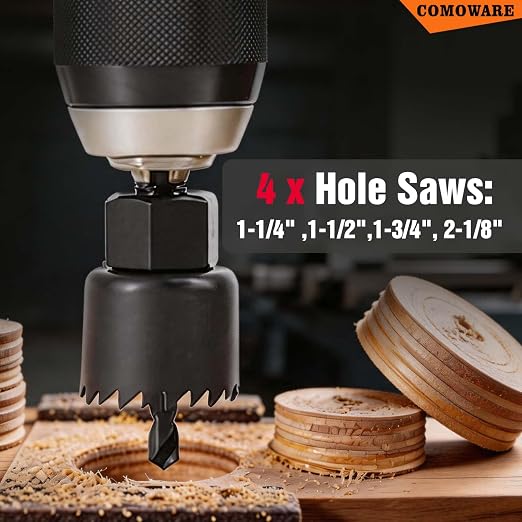 COMOWARE 246 Pcs Drill Bit Set with Case for Wood, Metal, Masonry, Cement and Screwdriver Bits