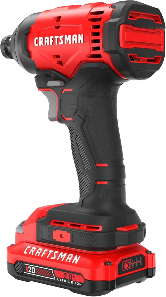 CRAFTSMAN Cordless 1/4 Impact Driver with 2 Ah Lithium Ion Battery, Charger and PH2 Screwdriving Bit, LED Light, High Torque, Variable Speed, 2900 RPM (CMCF801D1)