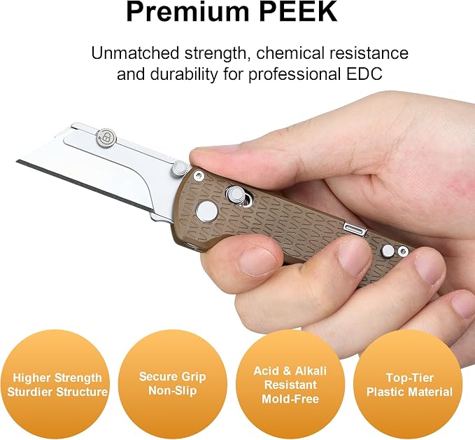 OKNIFE U1 Pro Multitool Folding Utility Knife with Folding Screwdriver, Quick Change Blade, Rail Lock & Pocket Clip for Men Women (PEEK)