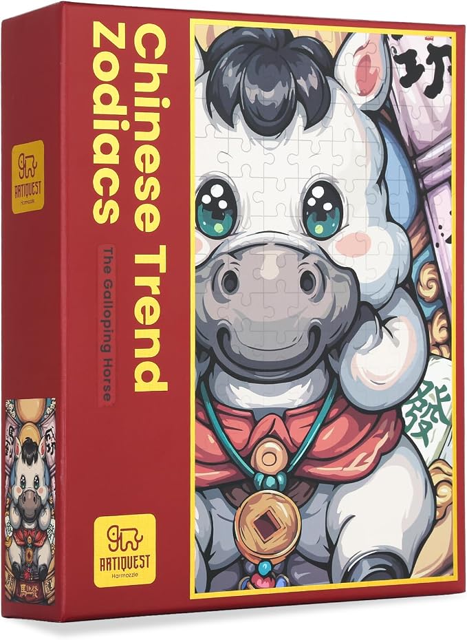Jigsaw Puzzles for Adults 1000 Pieces, Chinese Zodiac Animals Free-Spirited, Energetic, Ambitious Horse Jig Saw Puzzle Gifts for People Born in 1966, 1978, 1990, 2002, 2014, 2026, 31.5 * 17.72 Inch