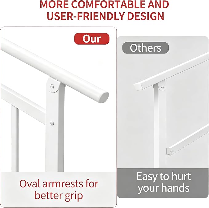 Hand Rails for Outdoor Steps，Stair Handrail & Indoor Stair Railing Kit，Railings for Outdoor Steps for Fence & Outdoor Steps (2, White-with Balusters, 4 Step)