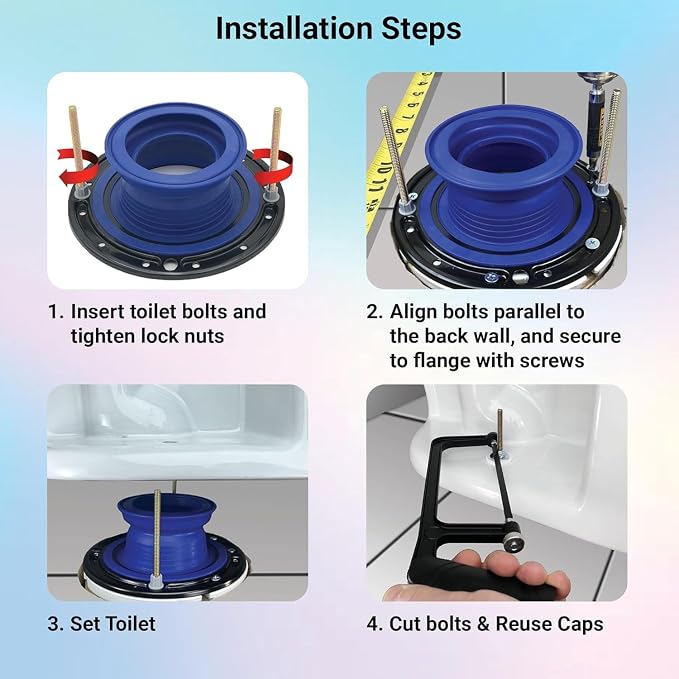 One N Done Toilet Flange Repair Kit - Toilet Kit For Low or Broken Toilet Flange. Toilet Wax Ring Replacement Kit W/Toilet Flange Extender Kit. No Wax Ring For Toilet Bowl Or Toilet Seal Required. 5X