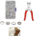 100 Sets Metal Snap Button Kit, Five Claw Buckle Tool Set with Fastener Pliers Press Tool for DIY Crafts, Clothes, Hats, Sewing (Silver, 9.5mm) YIGUANXIN