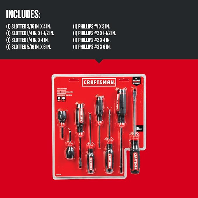 CRAFTSMAN Screwdriver Set,Bi-Material,8 Piece Set (CMHT65075N),(Pack of 4)