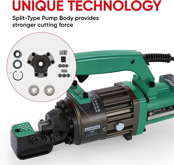 Electric Hydraulic Rebar Cutter, 1000W 120V Corded, Portable Steel Bar Cutter, 5/8" (#5) 4-16mm Capacity,Cutting Speed 1s, Lightweight 16.5 lbs, Model PC-16 (Green-16)