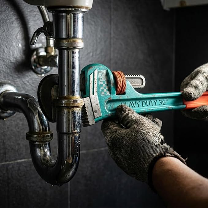 Heavy Duty Pipe Wrench, 36" Adjustable Straight Plumbing Wrench, High Drop-Forged jaws, Professional Pipeline Tool for Water Pipe Fittings, Mechanical assembly, Workshop Operations