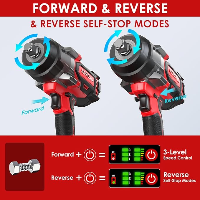 ACROPOW Cordless Impact Wrench Compatible with Milwaukee 18V Battery， 1/2” 1700FT-LBS Brushless High Torque Impact Driver, Auto-Stop Reverse, Variable Speed Heavy Duty Impact Gun(Bare Tool)