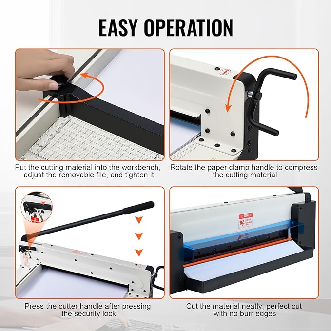 Happybuy Heavy Duty Paper Cutter, 17" Industrial Commercial Guillotine Paper Cutter for A3 Paper, 400 Sheet Capacity, Stack Paper Trimmer for Office Home School Shop, White