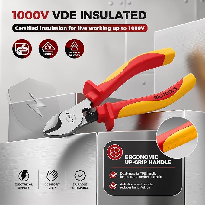 BILITOOLS 1000V Insulated Cable Cutter Pliers, 6inch, Cr-V, Clean Cut Wires