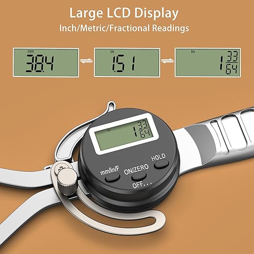 HDLNKAK Digital Outside Caliper Gage, Favor 0-6” Metric/Fractional/Decimal Readings, Alloy Jaws, Digital Circular Caliper with Hold Function for Woodworking.