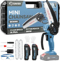 Saker Mini Chainsaw|6 Inch Chainsaws[2026 Upgraded]|Mini Cordless Electric Chain Saw|Small Handheld Portable Chain Saws Battery Powered Saw for Tree Trimmer and Garden