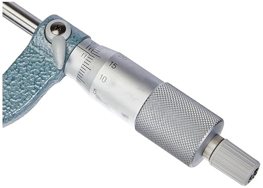 Mitutoyo 115-116 Spherical Face Micrometer, Ratchet Stop, 25-50mm Range, 0.01mm Graduation, +/-0.003mm Accuracy, Flat Spindle