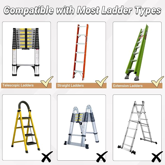 Ladder Extender Pro, Ladder Stabilizer High Strength, Ladder Leveler 13.4”-19” Adjustable Height Range for Single and Extension Ladders