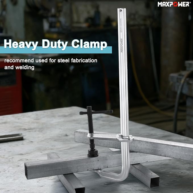 MAXPOWER 24 inch F Clamp, 5-1/2 inch Throat Depth, Removable Swivel Pad, Max Jaw Opening 24-inch Heavy Duty Clamps for Welding