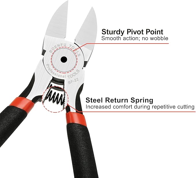 BOENFU Wire Cutters Heavy Duty 5 Pack Side Cutters 6 Inches Wire Snips Flush Cut Pliers Metal Cutting Tool for Crafting, Floral, Artificial Flowers, Chicken Wire, Electrical