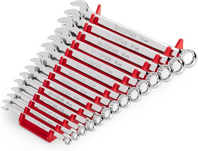 TEKTON Combination Wrench Set, 14-Piece | WCB91203 | 6 - 19 mm, Rack