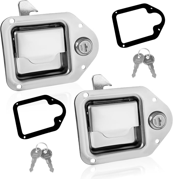 2Pcs Heavy Duty Tool Box Paddle Lock Stainless Steel Truck Toolbox Latch Replacement Kit with 2 Keys RV Trailer UTV Campers