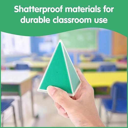 edxeducation 2D3D Geometric Solids | Set of 24 | 12 Shapes and 12 Folding Nets | Activity Guide Included | Classroom Math Manipulatives for Kids