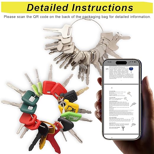 Heavy Construction Equipment Key Set, 56PCS Heavy Equipment Master Keys Set for CAT Catrepillar John Deere JCB Hyster Komatsu Kubota Takeuchi Yanmar Hitachi Excavator Skid Steer Loader Forklift Roller