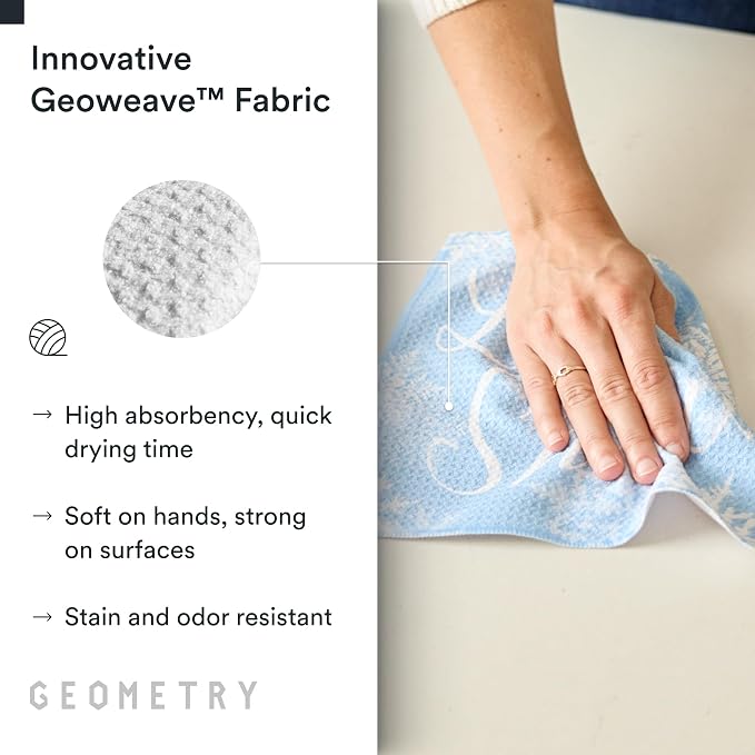 GEOMETRY Holiday Kitchen Dish Cloths - Quick Dry Dishcloths for Kitchen - Premium Dish Rags with Geoweave - 3-Pieces Set - Snow Frostin